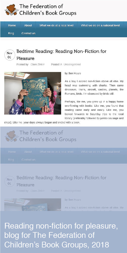 Reading non-fiction for pleasure blog from The Federation of Children's Book Groups